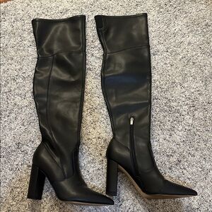 Marc Fisher Black Thigh-High Leather Boots - 7.5